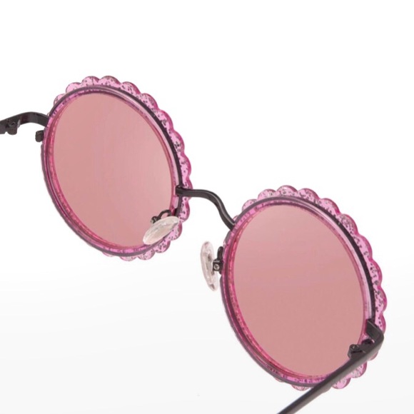 DIFF Dixie Sunglasses Pink Glitter Round Frames - Picture 7 of 13